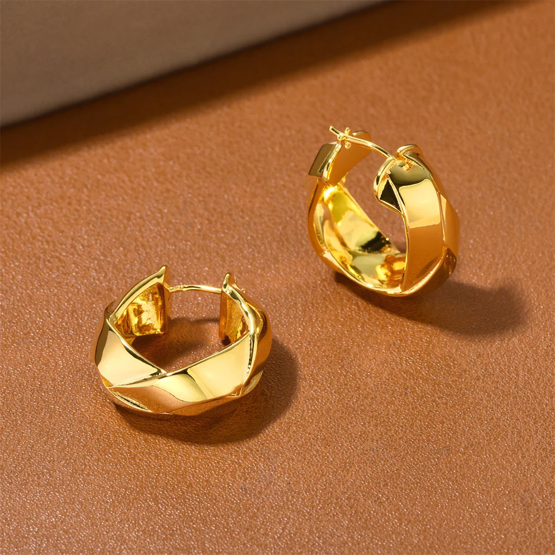Brass With 18K Twist Braided Earring Women Jewelry Punk Designer Runway Rare Simply Gown Boho Japan Korean