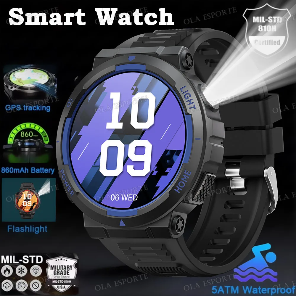 Nuovi orologi intelligenti Donna Uomo Chiamata Bluetooth Localizzazione GPS Monitoraggio della frequenza cardiaca Luce a LED Smartwatch esterno impermeabile PK T-Rex 3