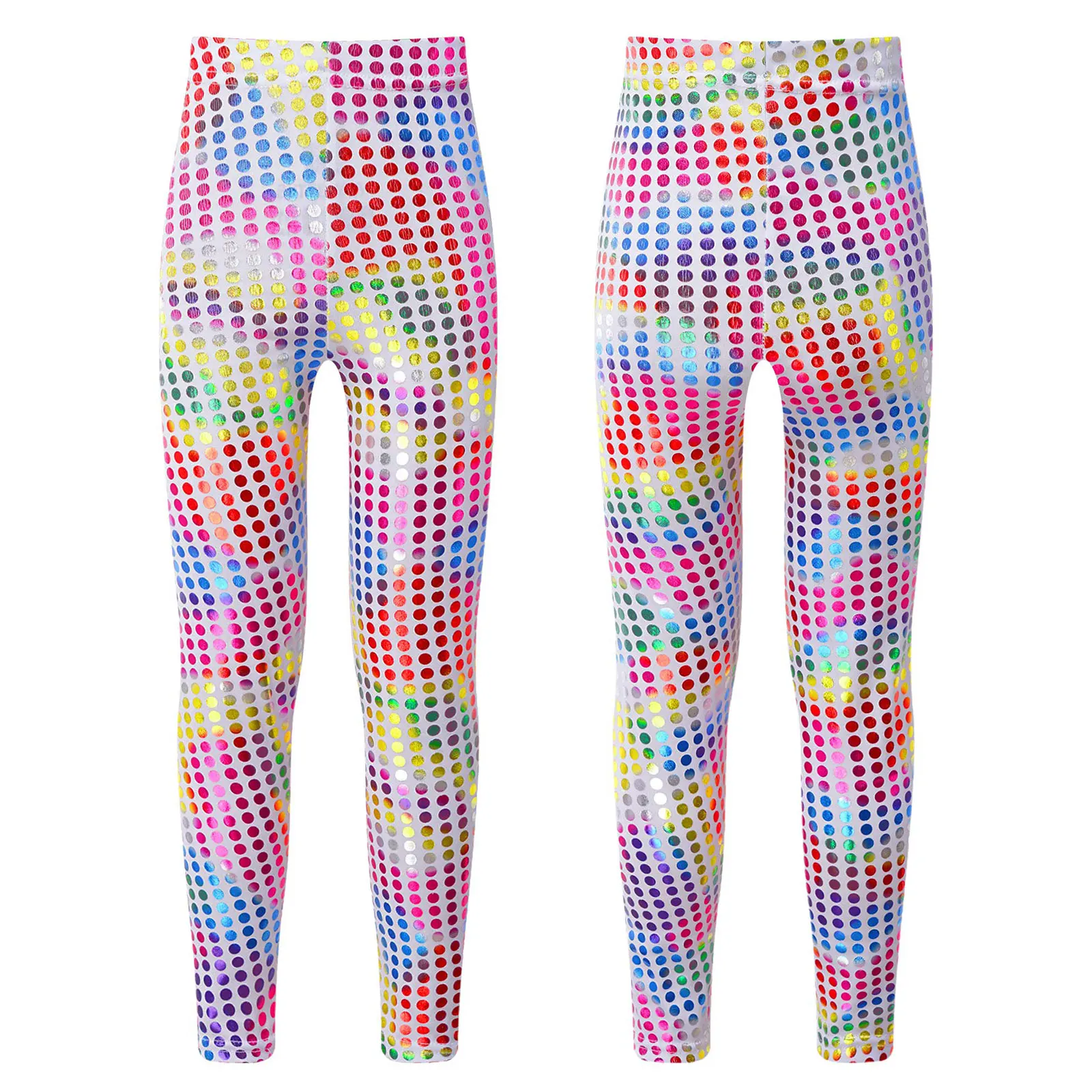 

Kids Girls Dance Pants Leggings Shiny Dots Elastic Skinny Pants Trousers for Party Performance Gymnastic Fitness Dancewear