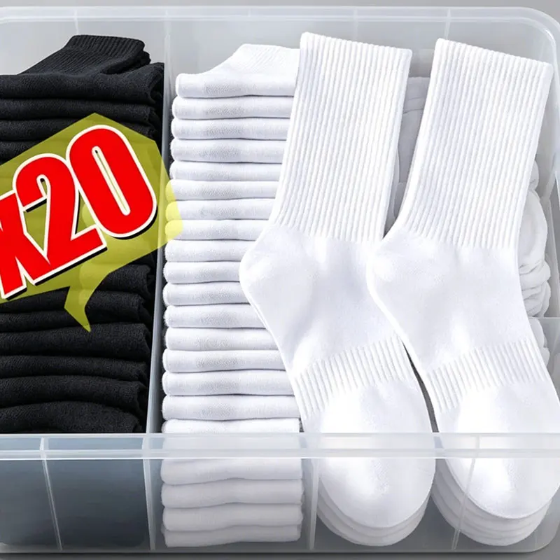 

1/10Pairs 2026 New Men Cotton New Style White Socks Men Soft Breathable Sports Long Socks Summer Winter for Male Socks Plus Size
