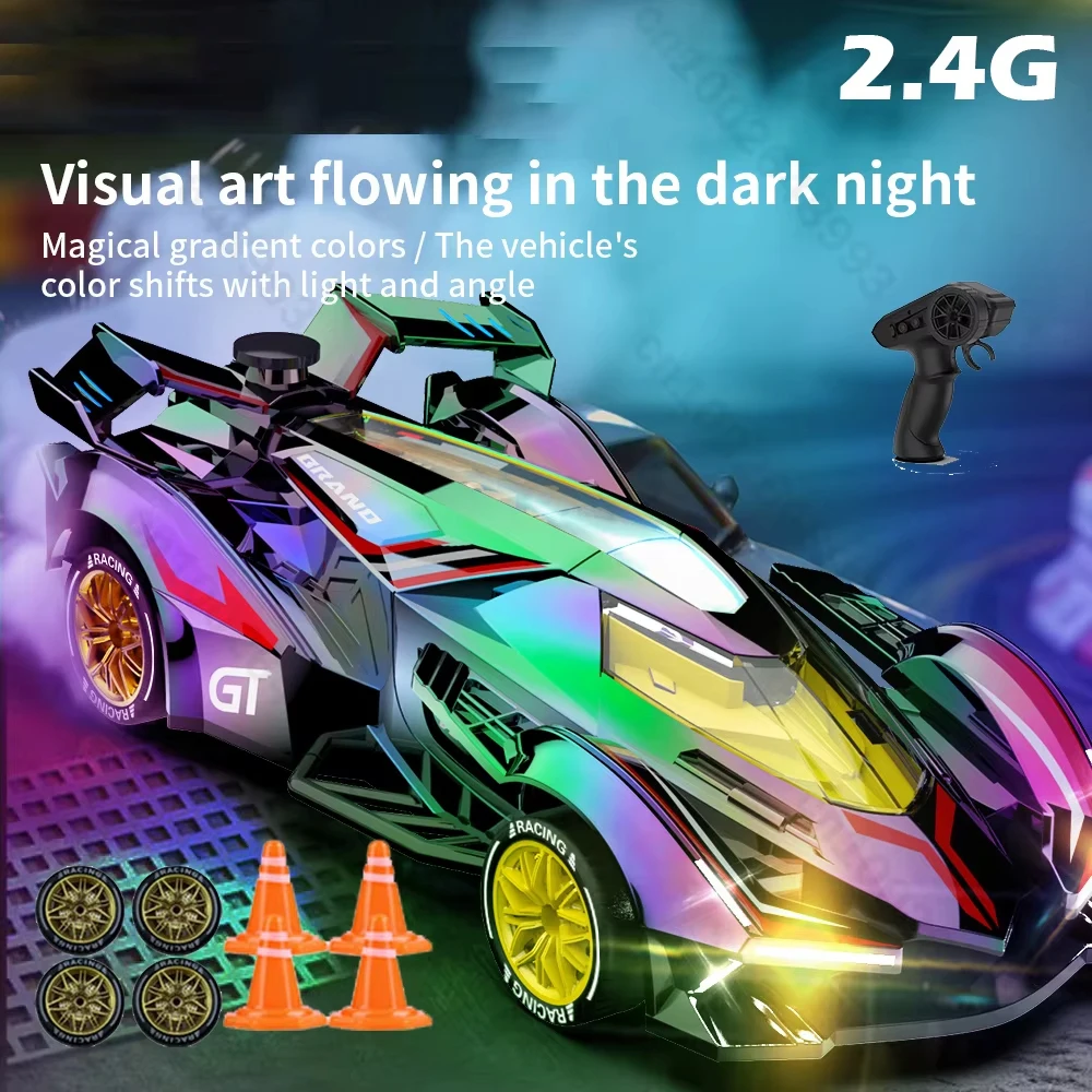

4WD Drift RC Car Racing Model Boy Toy Four-wheel Drive 2.4G Remote Control Car with Colorful Light Spray Toys for Boys Christmas