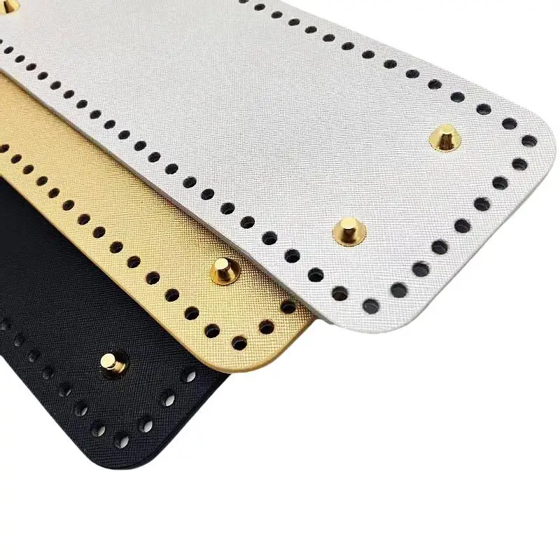 Hot Handmade Rectangular 28 * 10cm Bottom For Knitted Bag PU Leather Pad Handcraft Bag Base With Holes DIY Crochet Bag Bottom