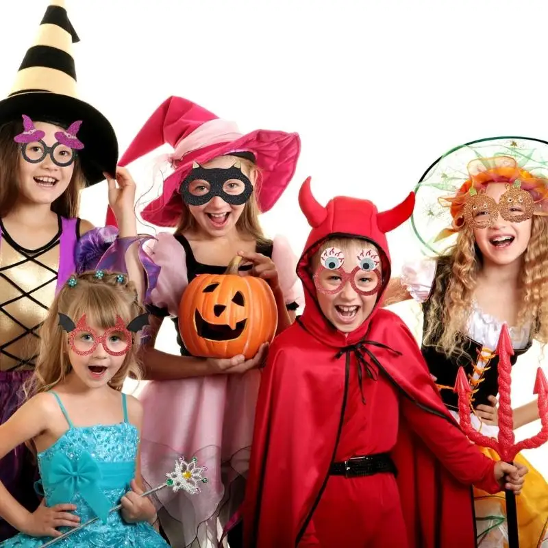 8Pcs Funny Plastic Glasses Frame Halloween Costume Accessories for Adult Kid Y4QC view 3