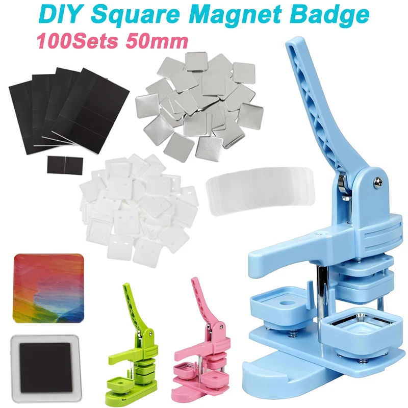 

100 комплектов 50 мм квадратный значок на холодильник, кнопка для изготовления материалов для самостоятельного изготовления булавок, кнопки, магнит на холодильник, подарки для дома