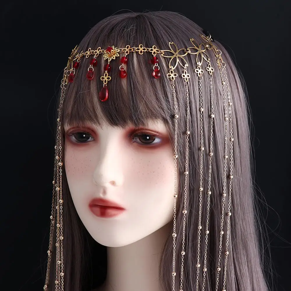 Vintage Süße Kopfbedeckung Haarnadeln Hohle Blume Kristall Frauen Haarspangen Lange Quaste Schleier Koreanische Haarspangen Chinesische Hanfu Hairwear