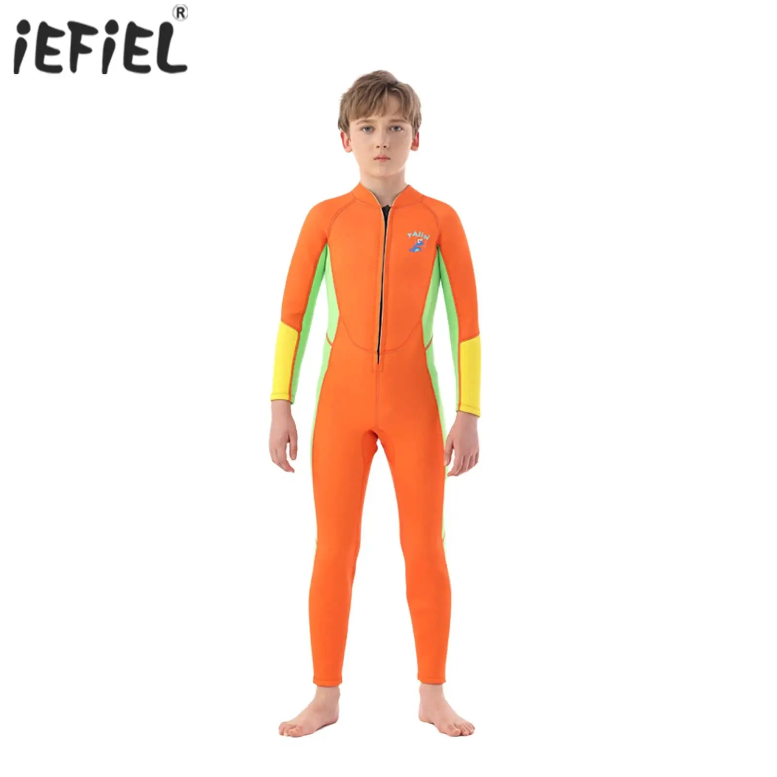 

Kids Boys Girls Swimsuit Long Sleeves Front Zip Full Body Swimsuit 2.5mm Neoprene Thermal Wet Suit for Swimming Surfing Diving
