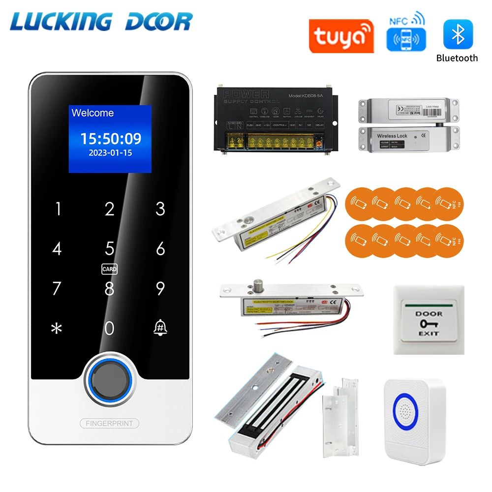 Fingerprint Tuya Access Controller RFID Access Control Kits With Waterproof Metal Bluetooth Outdoor Keypad 1.77In Display Screen