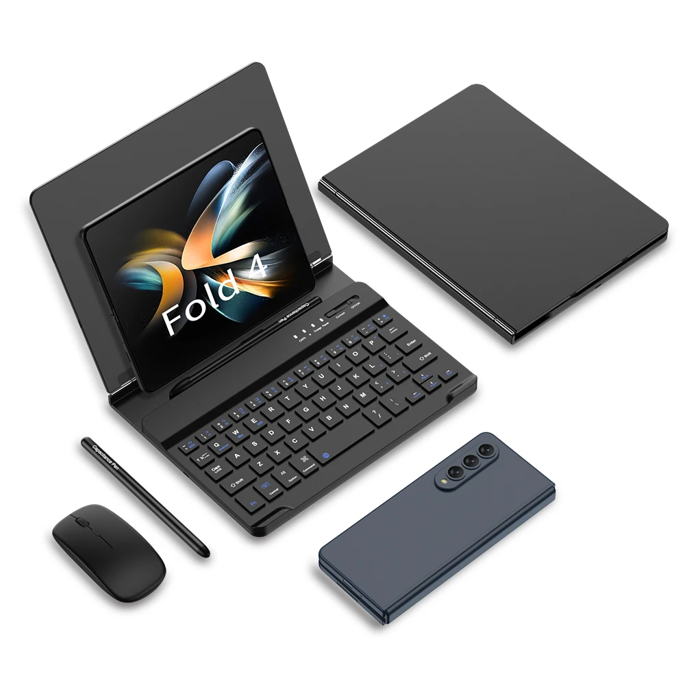 Keyborad Stand Vouwboek Voor Samsung Galaxy Z Fold 3 4 5 Case Met Pen Slot Draadloos Toetsenbord Muis Pen Schokbestendige Harde Hoes - afbeelding 2