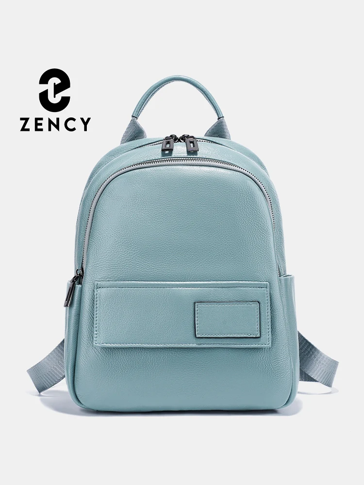 Zency Genuine Leather Women's Fashion Backpack High Quality Backpacks Travel Bags SmallRucksack Multi-functional Pockets