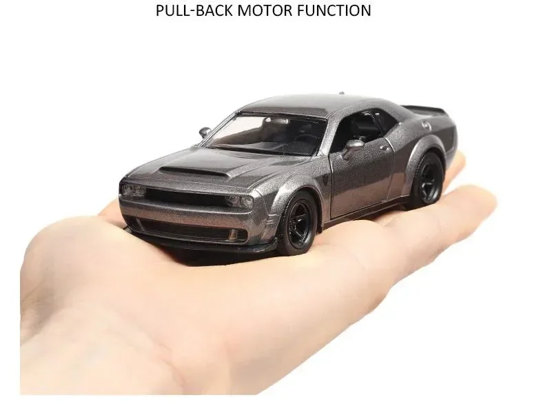 1:36 Dodge Challenger SRT Demon Sports Car Alloy Diecast Car Model Toy With Pull Back For Children Gifts Toy Collection