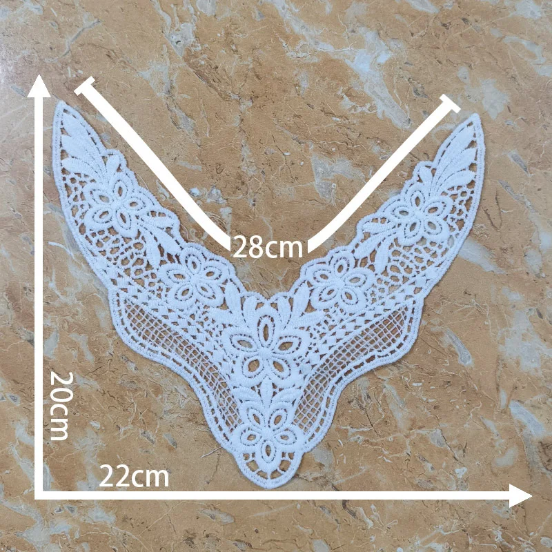 New Water Soluble Lace Fake Collar Shiny Polyester Embroidery Chest Flower DIY Lace Trimming Embroidered Fabric