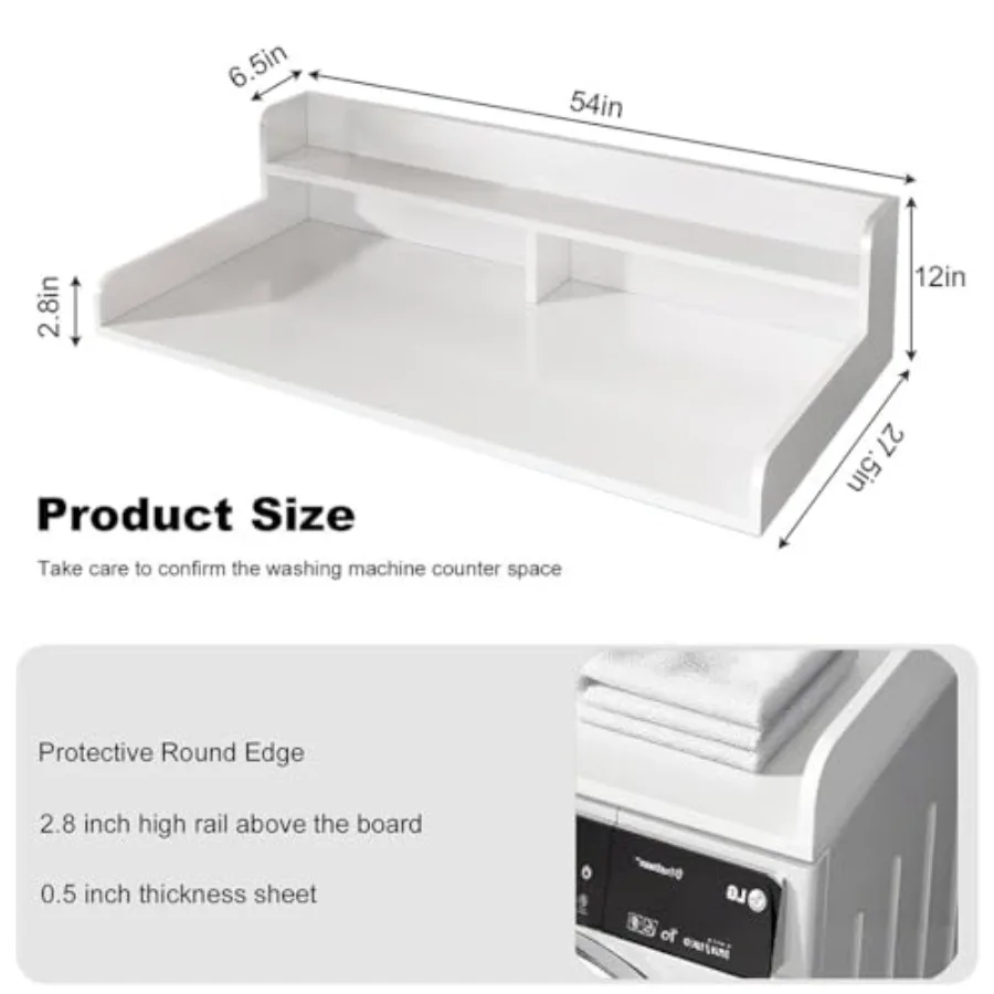 2 طبقة غسالة مجفف كونترتوب مع 2.75 قضبان واقية لتنظيم غرفة الغسيل 54 واط × 27.5 D توبر مع وسادة مضادة للانزلاق #2