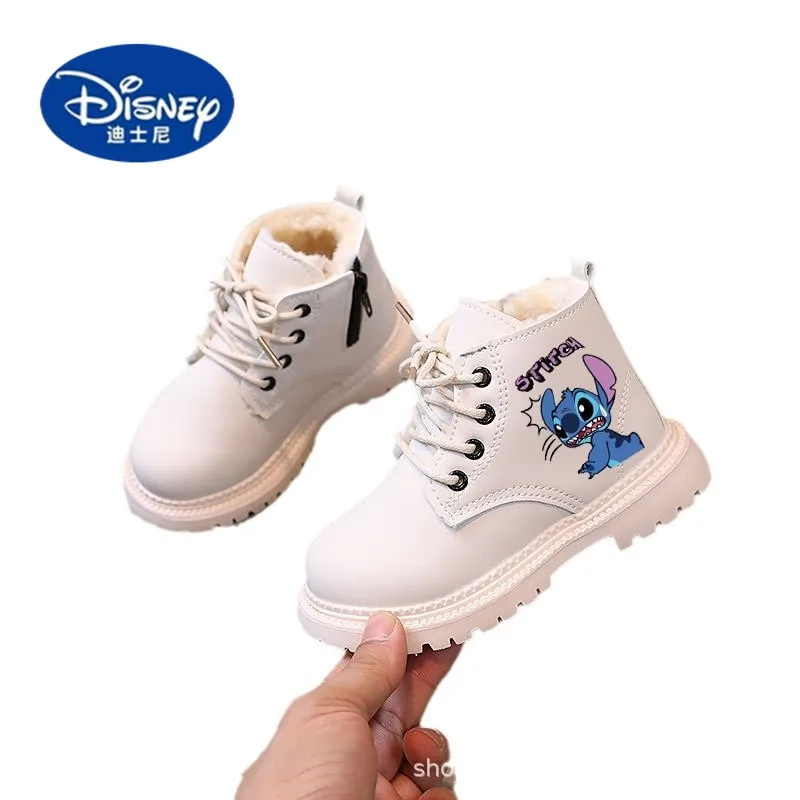 أحذية ديزني الشتوية للأطفال |   حذاء مارتن من الجلد الصناعي، حذاء كاحل مبطن دافئ للأولاد