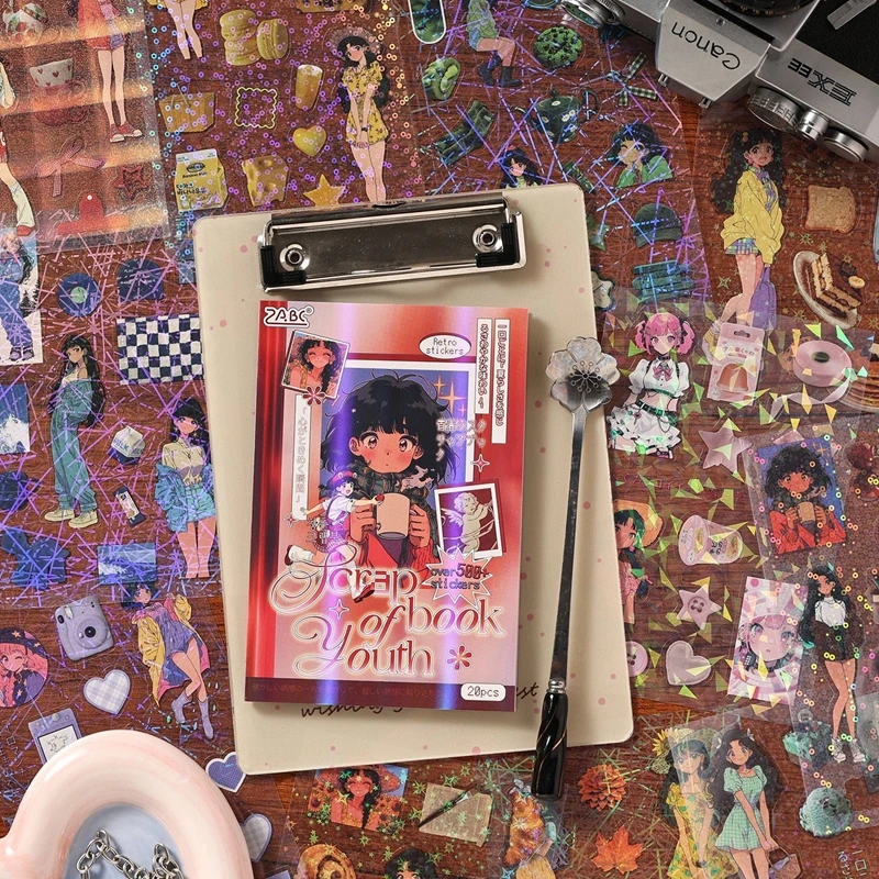 

20 шт./книга: Милые винтажные вырезанные лазером декоративные наклейки для скрапбукинга, украшения чехлов для телефонов, коллажей, канцелярских принадлежностей