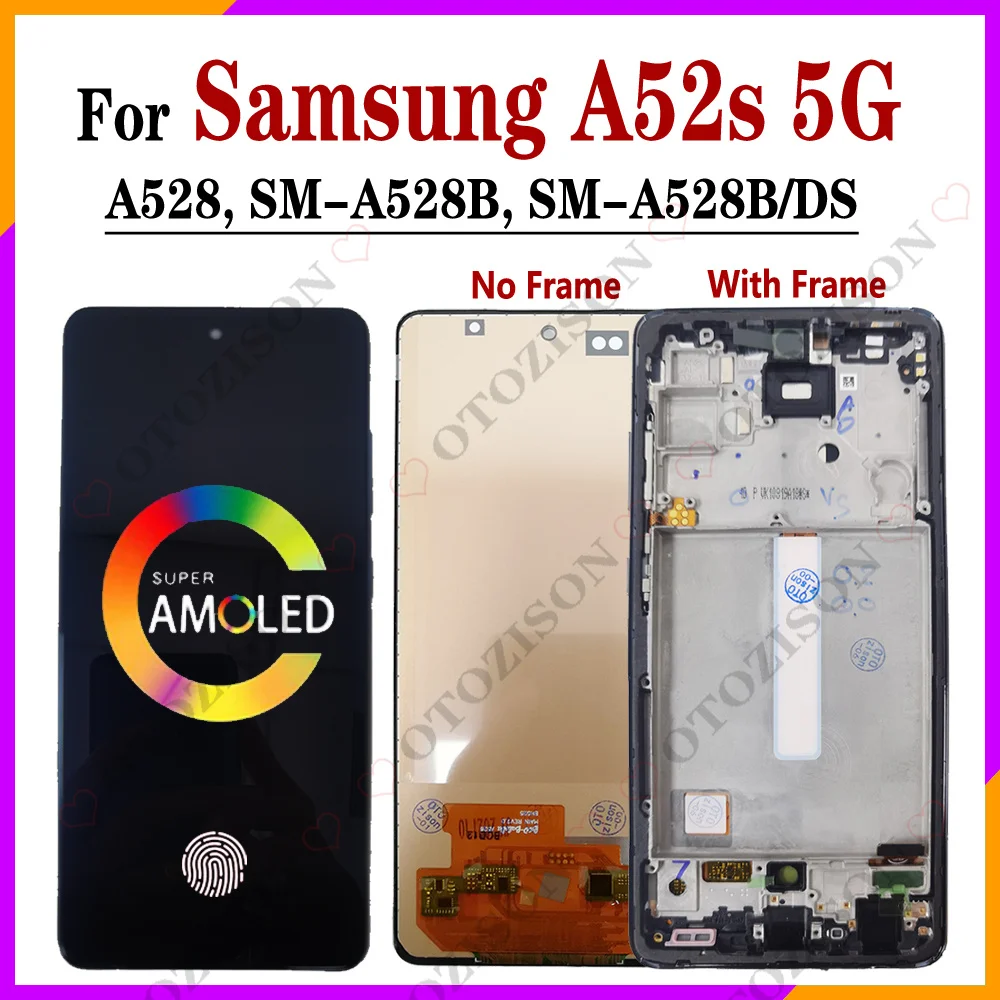 Super AMOLED Display Para Samsung Galaxy A52s 5G A528 SM-A528B SM-A528B/DS LCD Touch Screen Digitador Montagem A528 LCD com moldura SM-A528B/DS LCD