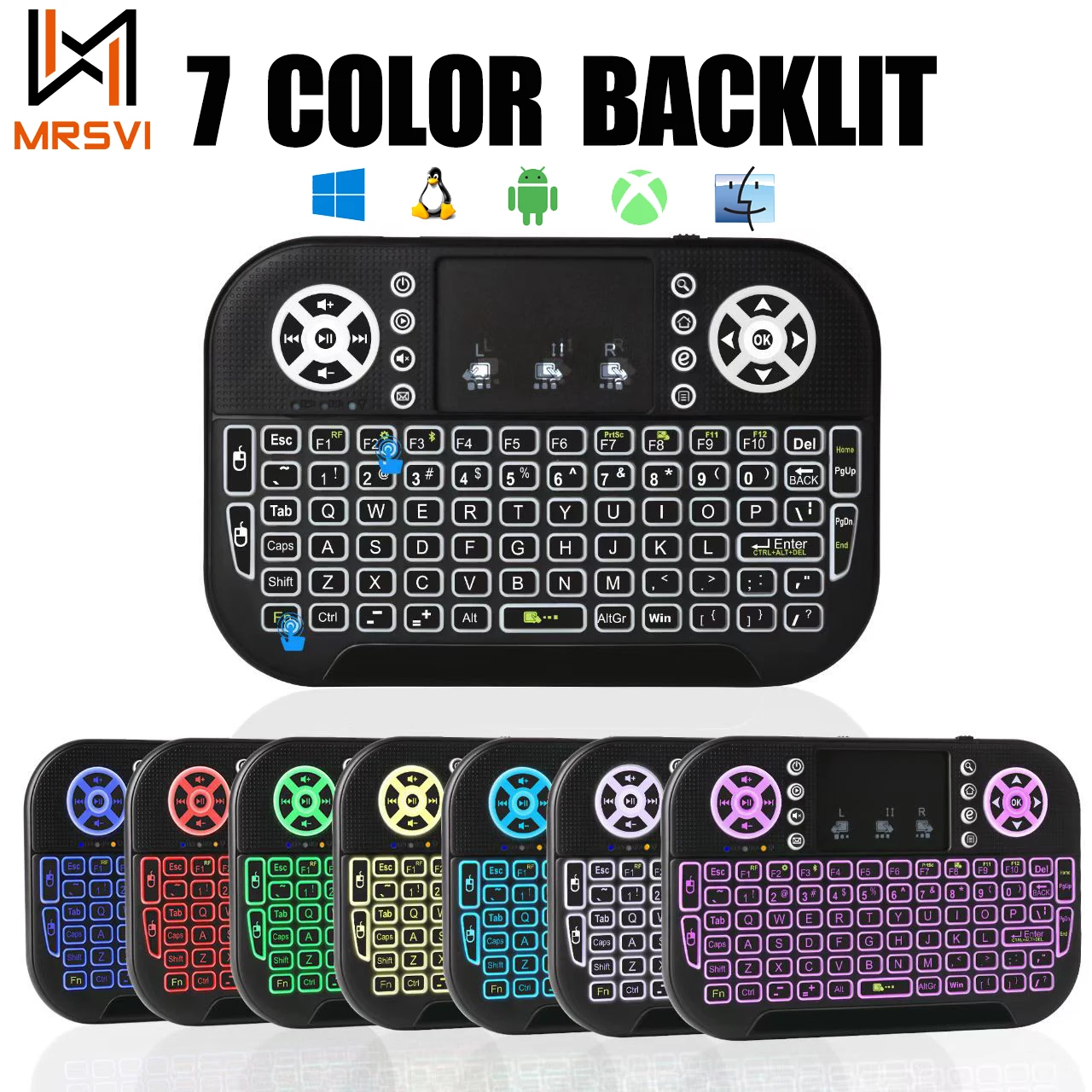 

Мини беспроводная клавиатура i8s с двумя режимами подсветки 2,4G & BT5.0 Air Mouse пульт дистанционного управления тачпадом Клавиатура для Windows Android TV Box