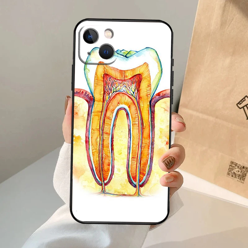 dentist tooth pattern Case For iPhone 16 15 14 13 11 12 Pro Max XS X XR Plus Back Cover For iPhone 16 15 14 12 13 Mini