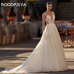 RODDRSYA Exquisite A Line Backless Wedding Dress for Brides Spaghetti Straps Tulle Bridal Gown vestido de novia civil Customized