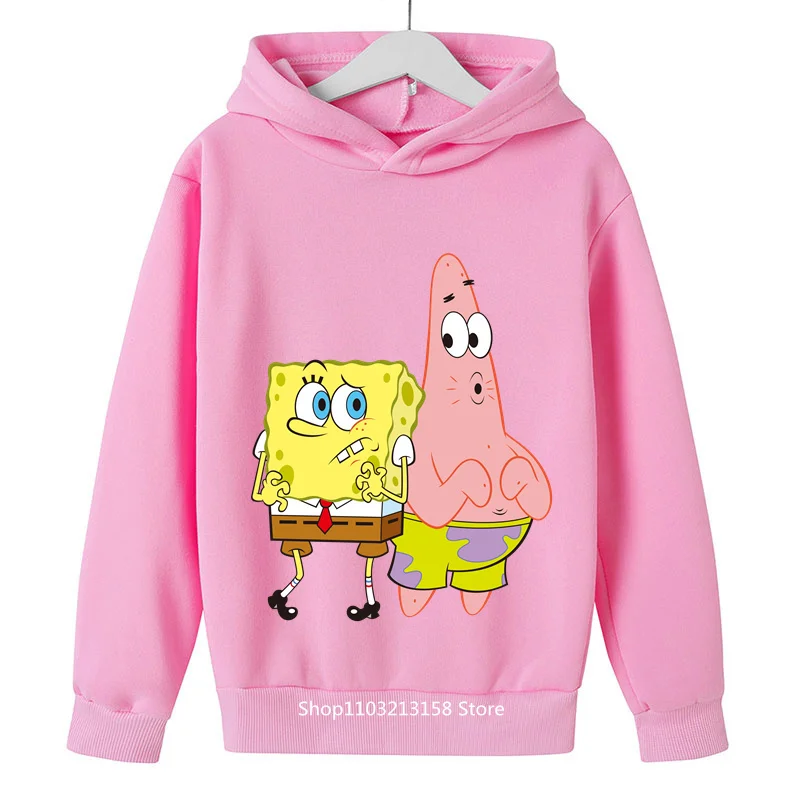 Spongebob Squarepants Hoodie Kids Tracksuit Girls Clothing Cartoon Fashion Print Mickey Mouse Spring Fall Baby Boy Sweatshirt