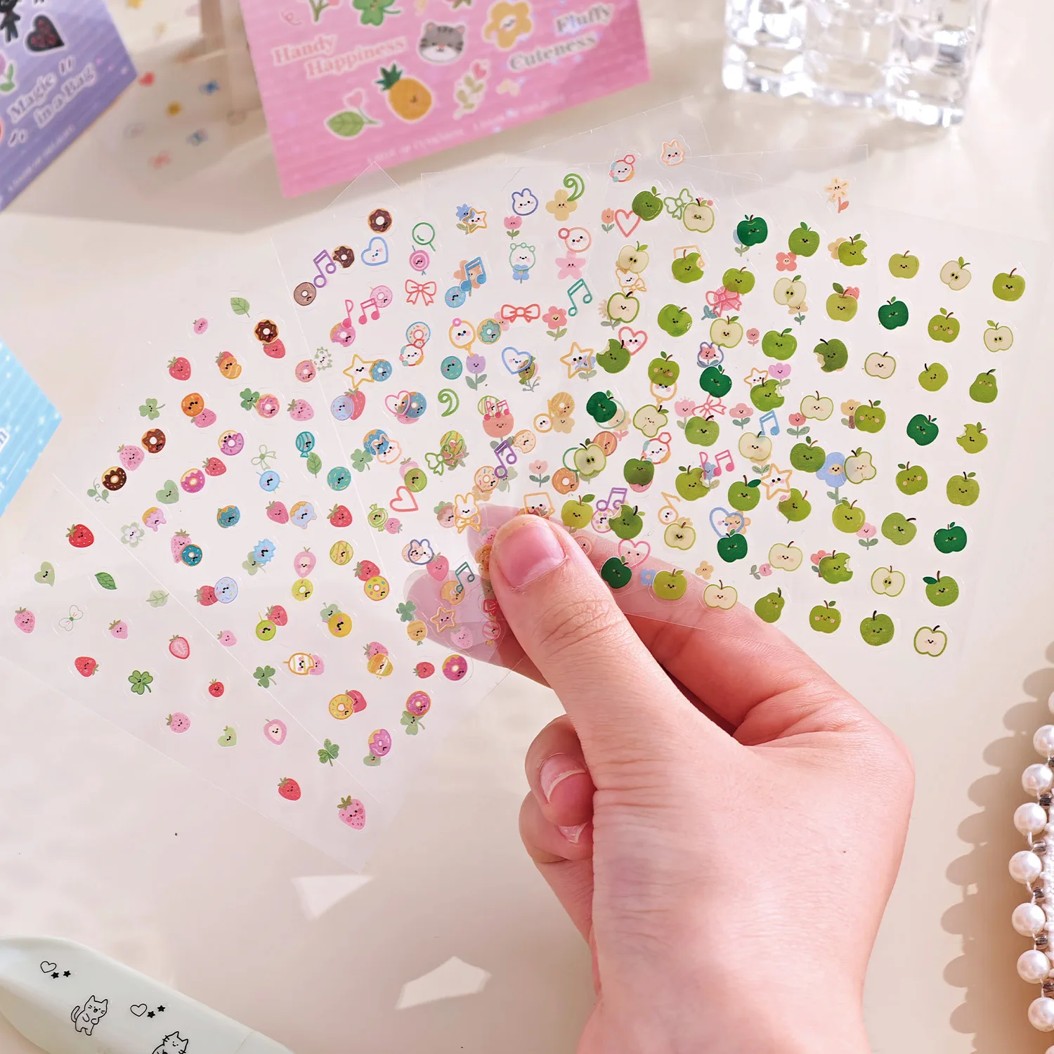 JCAC 24pcs/bag Korean PET Die-Cut Sticker Book, Pink Bento & Button Nose, for Journal, Phone Case, Nail Art, Earphone & Guka