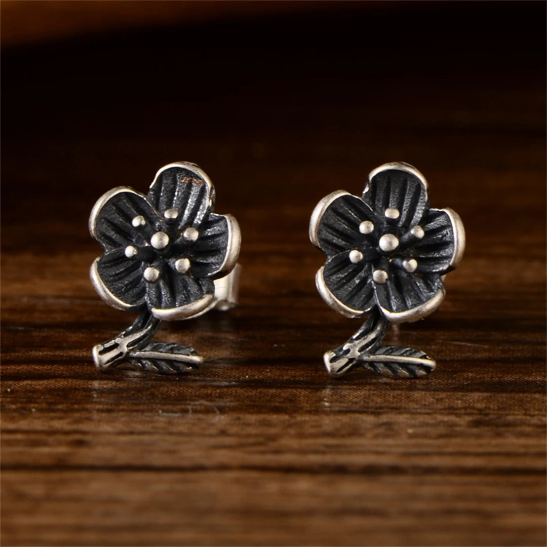 Special Offer（Purchase limit of 1 item）S925  Sterling Silver Retro Thai Silver Personality Lotus flower Earrings Woman Jewelrry