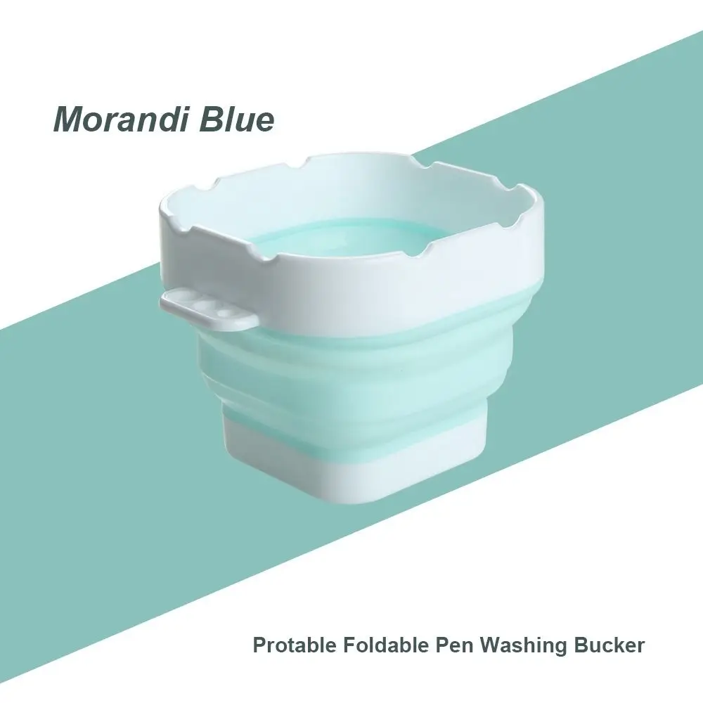 Morandi Color Mini Paint Bucket Collapsible Portable Folding Washing Basin Brush Holder Anti-slip Paint Brush Cleaner