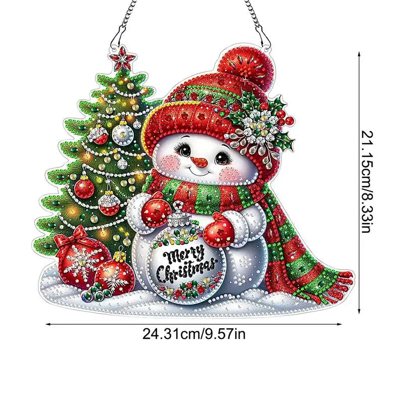 5D Rhinestone Painting Kit For Christmas Crafts 5D Rhinestone Art Christmas Ornaments For Kids Christmas Snowman Gem Paint