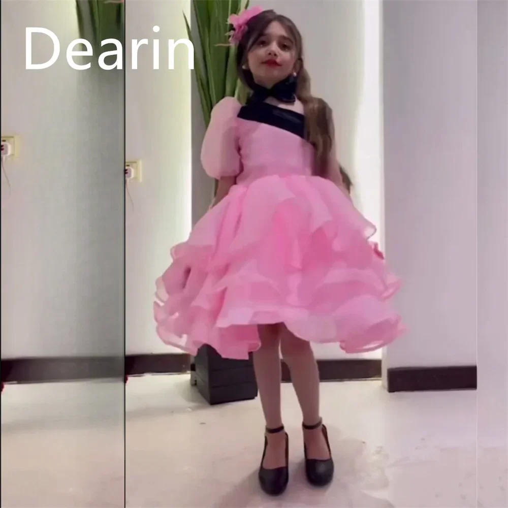 Customized Flower Girl Dress Saudi Arabia Dearin Asymmetrical A-line Knee Length Skirts Fold Es Prom Gow