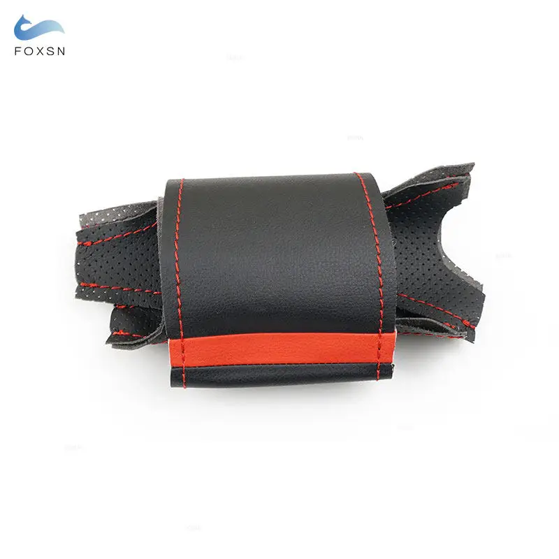 Leather Red Strip&Line Hand Sewing Steering Wheel Cover For Old Mazda 3 Mazda 5 Mazda 6 Pentium B70 2004 2005 2006 2007 2008