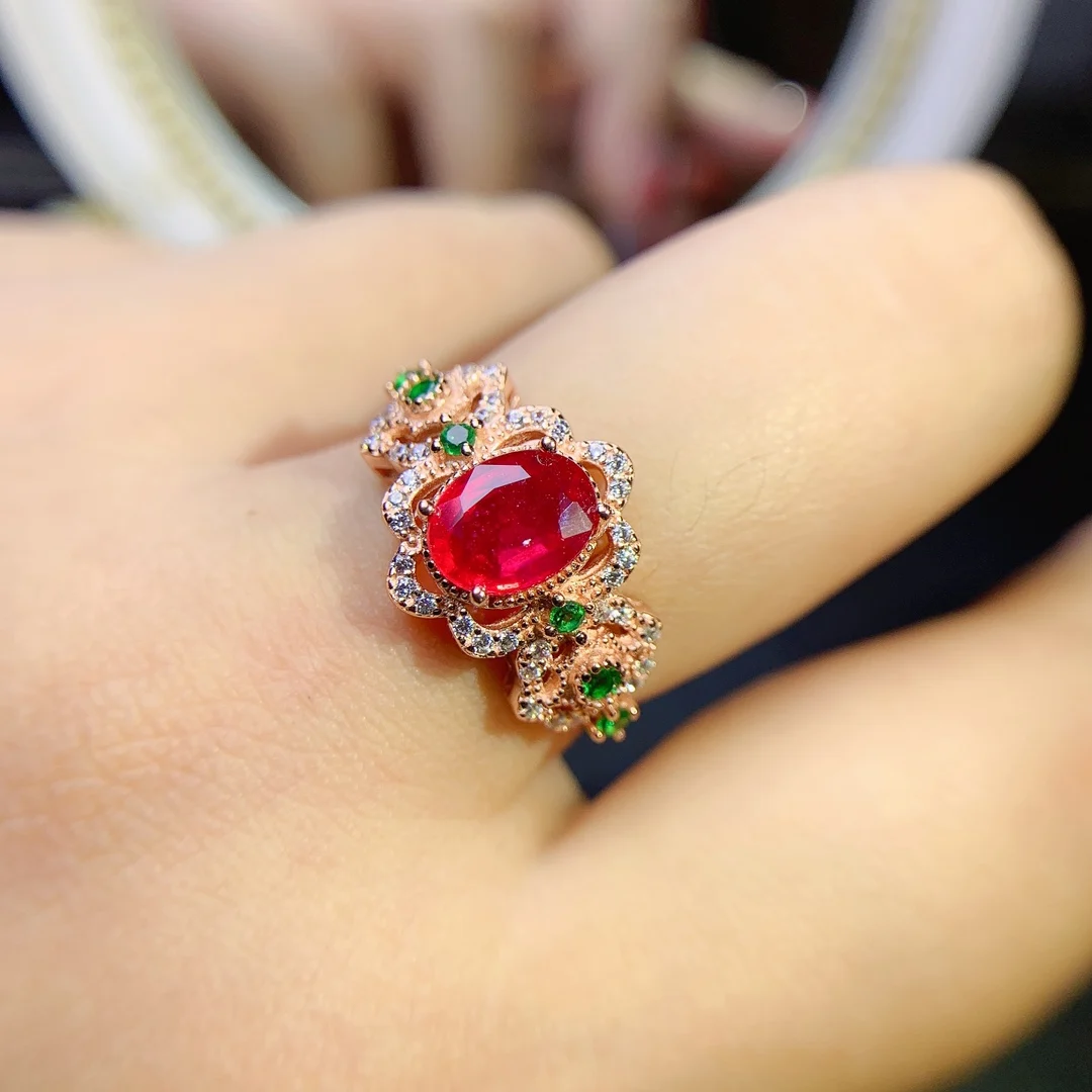 Ruby Rings 925 Silver Exquisite Style Best Selling Quality Classic Style Ladies Gemstone Rings Wedding Luxury Jewelry