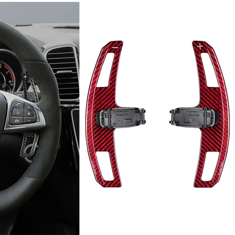 

Red Real Dry Carbon Fiber Car Handle Steering Wheel Paddle Cover For Mercedes Benz A45 CLA45 C63 GLA45 GLE63 GLS63 AMG 2015-2020