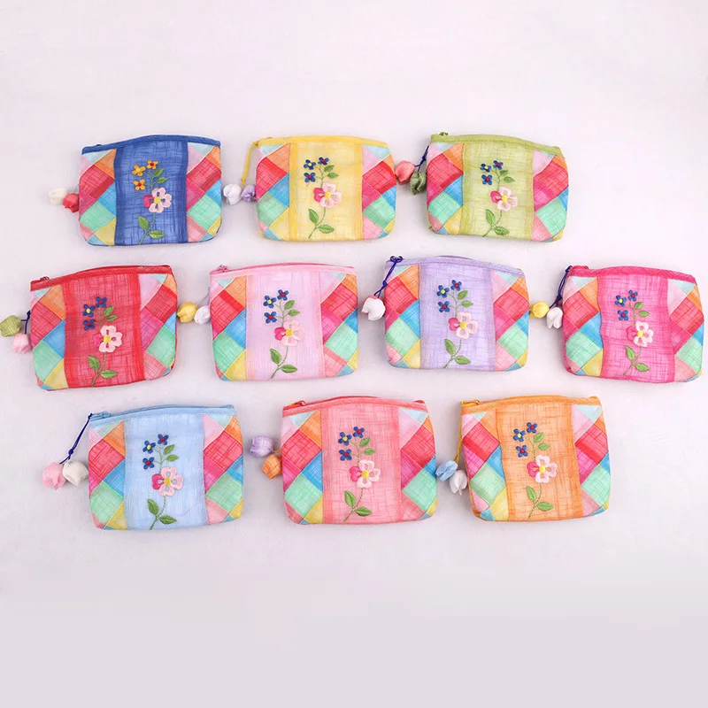 10 Bolsitas de Regalo Étnicas Bordadas, Pequeños Monederos de Tela para Llaveros, Joyería Decorativa, Artículos para Fiestas y Festivales, Estilo Coreano