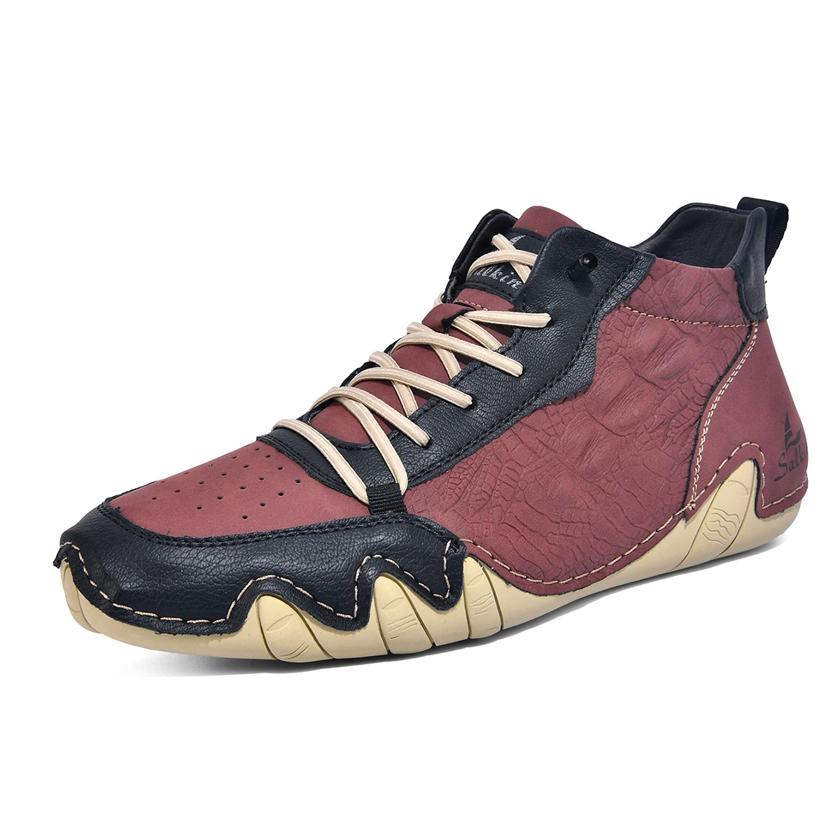 Men High Top Boots PU Splicing Flat Bottom Comfortable Non Slip Classic Casual Men Boots Size 38-48