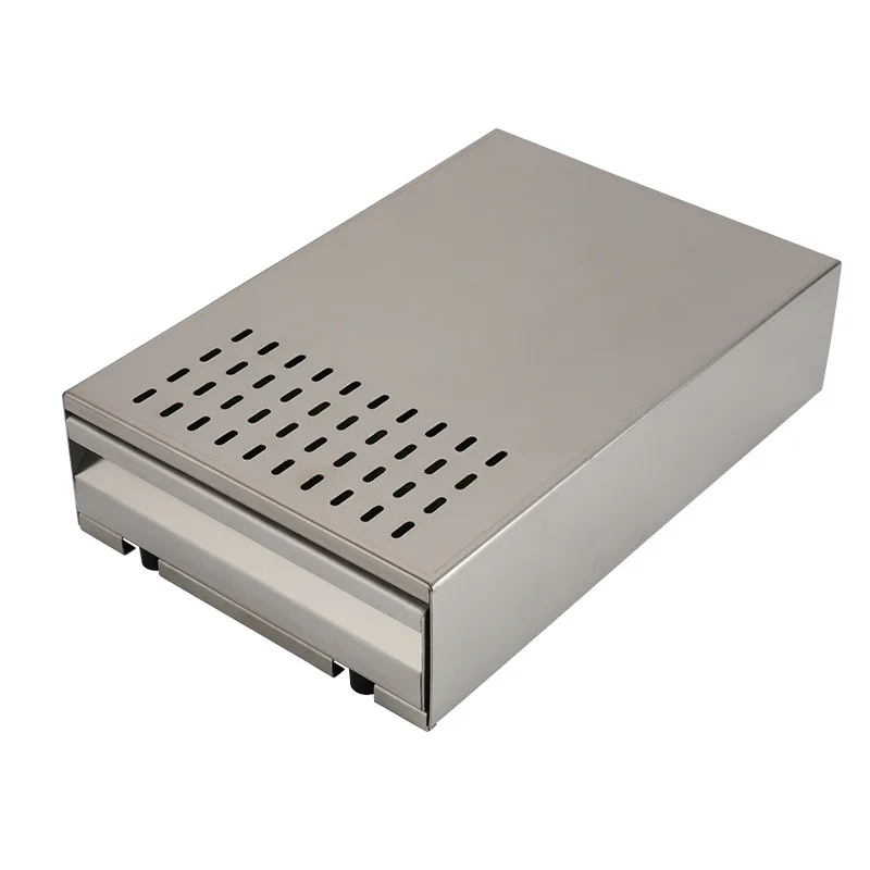 

Customize Silver and Black Color Espresso Coffee Knock Box Stainless Steel Drawer Type Slag Box