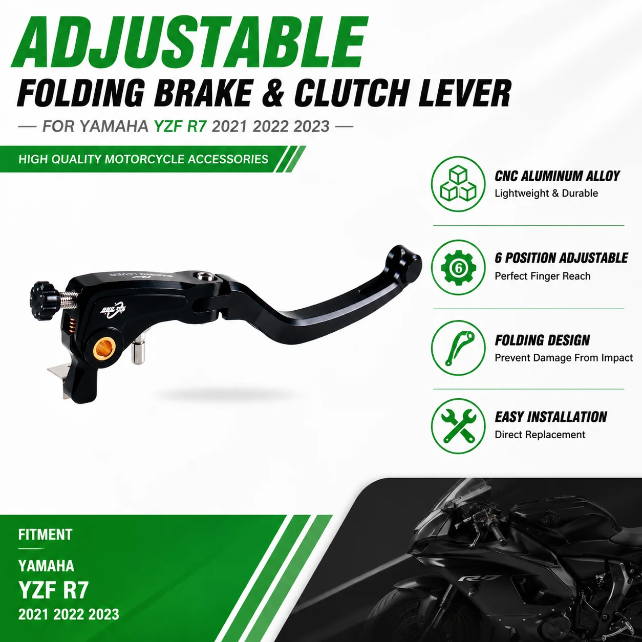 For YAMAHA YZF R7 2021 2022 2023  High Quality Adjustable Brake Lever Racing Clutch Folding Handle Motorcycle Accessories