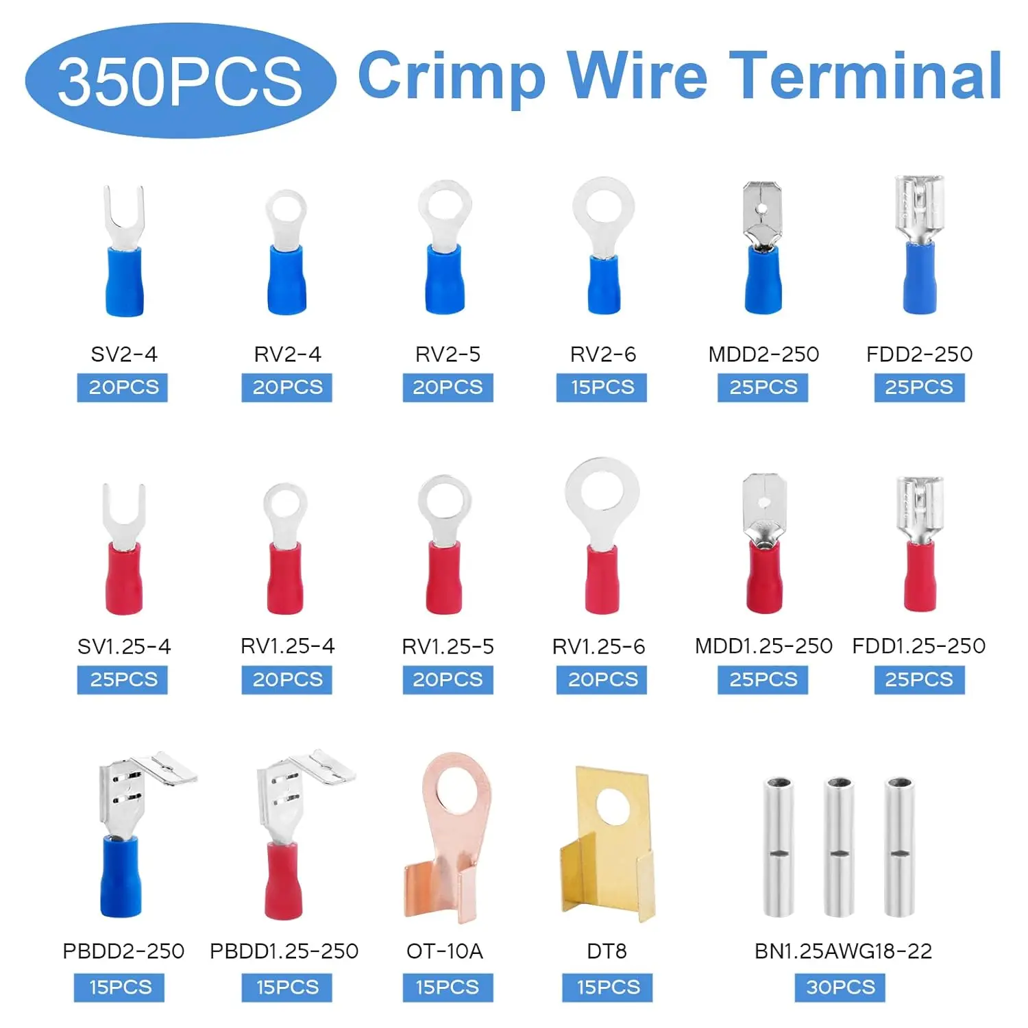 678Pcs Electrical Wire Crimp Ring Terminal Blocks Kit, Cold Pressing Terminal Set with Spade Terminals, Fork Terminals, Ring