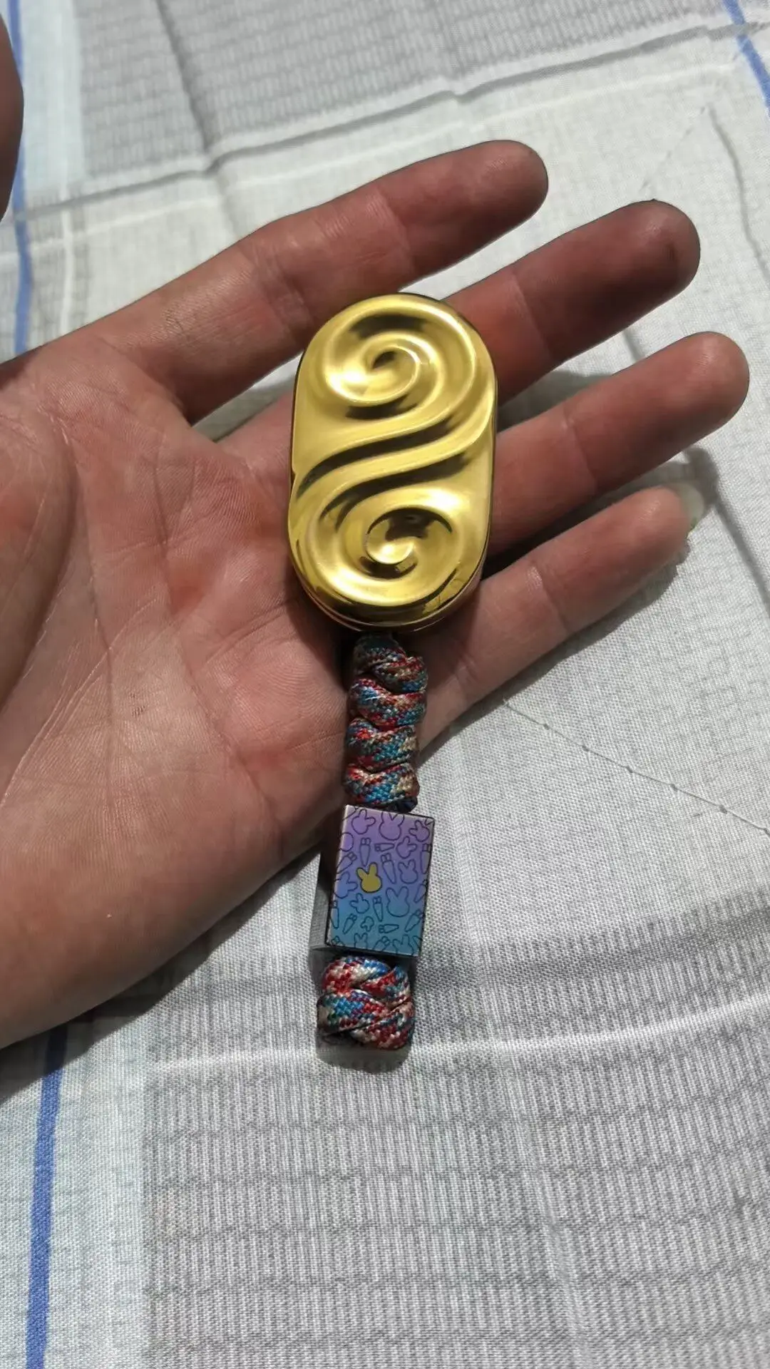 Used EDC SEKI Rain Wave Mechanical Push Brand, Gold Plated, Stainless Steel Body, with SEKI Patch