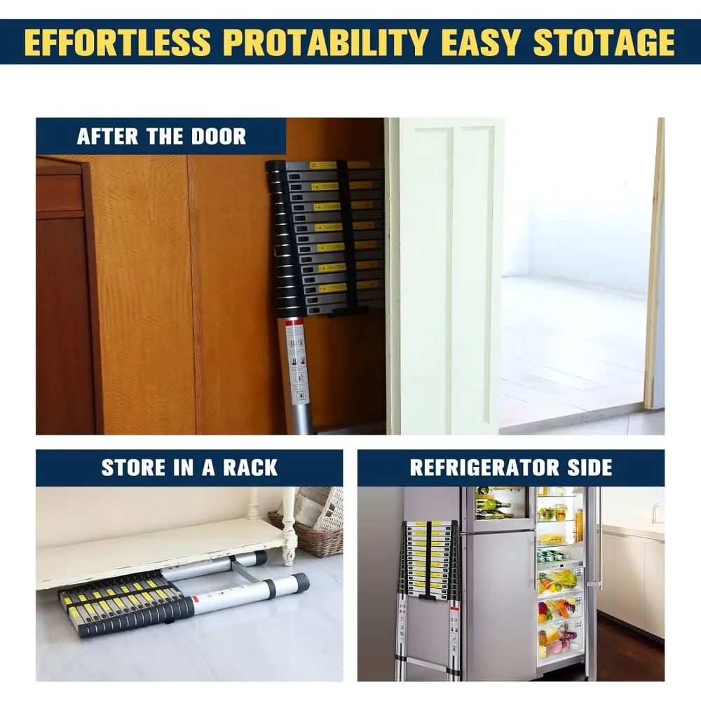 20.3FT Telescoping Ladder, Telescopic Extension Ladder, Aluminum Alloy Folding Ladder Portable Multi-Purpose for Indoor Outdoor