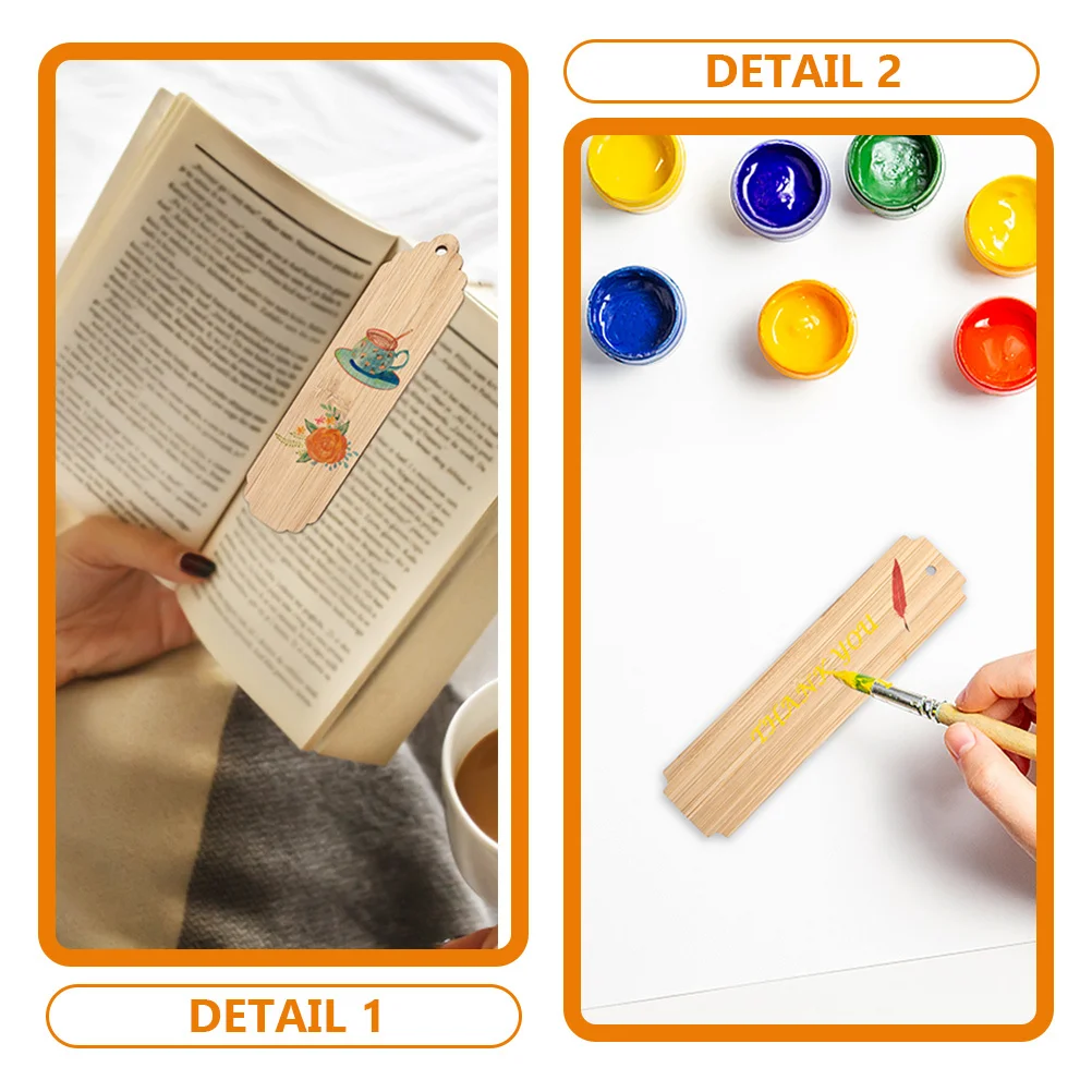 

20Pcs Wooden Blank Bookmarks DIY Bookmark Material Unfinished Rectangle Tags for Drawing Painting Custom Design School Art