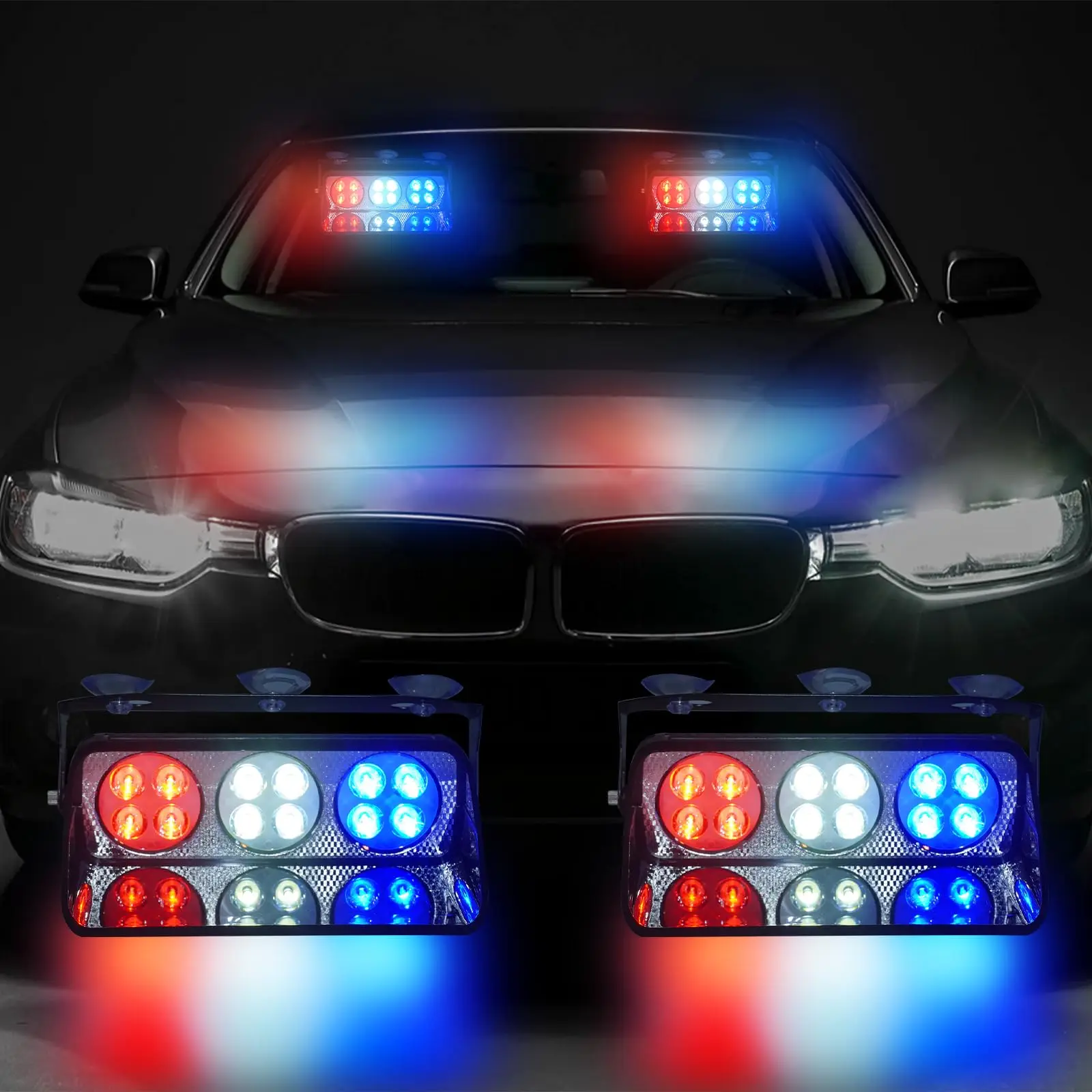 

1Pcs Emergency Warning Light Car Strobe Lamp 16LED Red/Blue Safety Signal Police Lamp Dashboard Windshield Flashing Lamp 12V