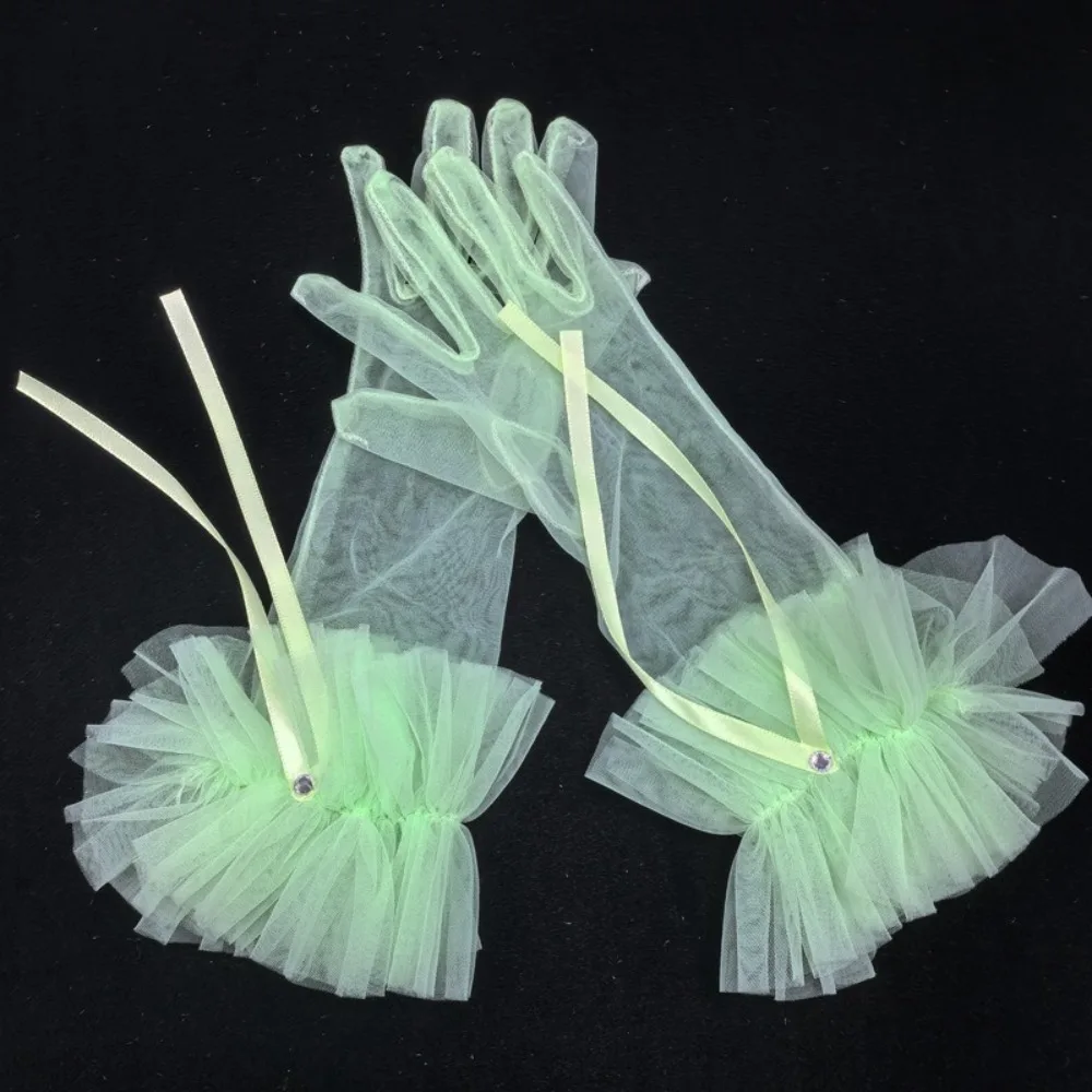 

New Mesh Children Mittens Lace Bow Stage Performance Gloves Photography Prop Gift