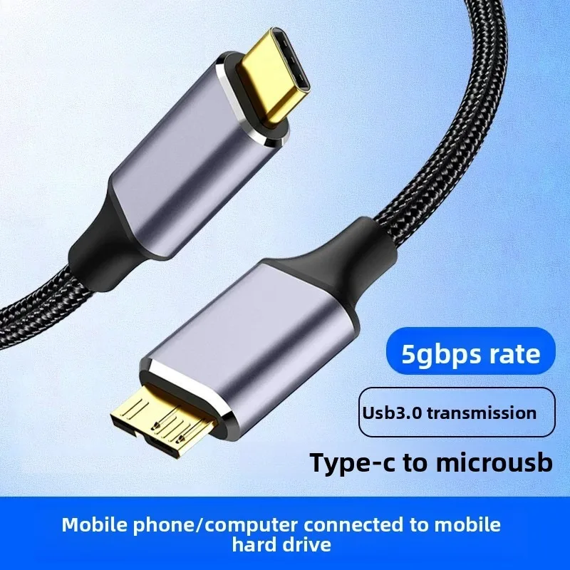 

For Type C to Micro USB 3.0 Cable Type-C to Micro B Hard Drive Data Cable for Mobile HDD Phone PC