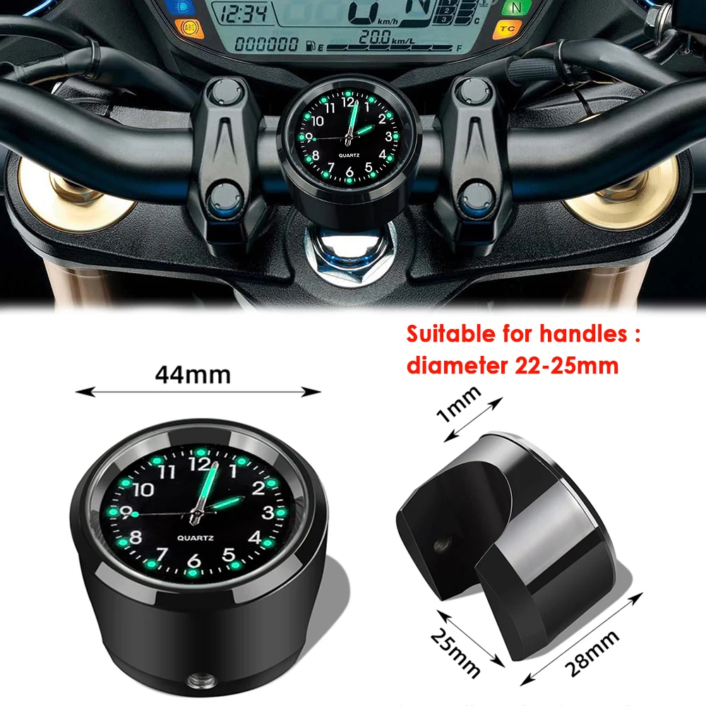 

Motorcycle Handlebar Clock Durable Stainless Steel Refit Night Vision Waterproof Shockproof Buckle Motobike Bicycle Watch