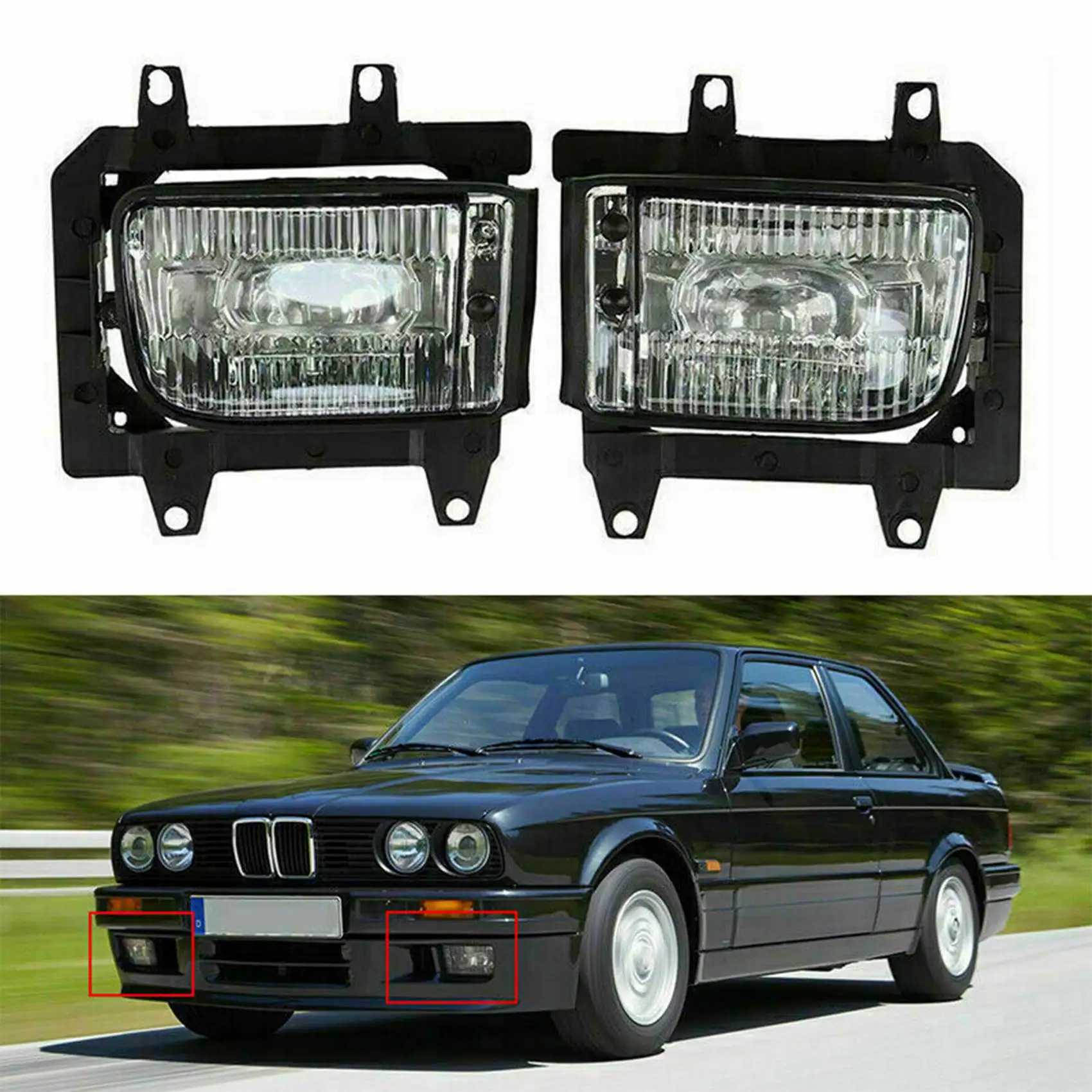 For - E30 Headlights Fog Lights E30 Bumper Light 318I 325I 325E Fog Light Foglights DRL 63171385945 /