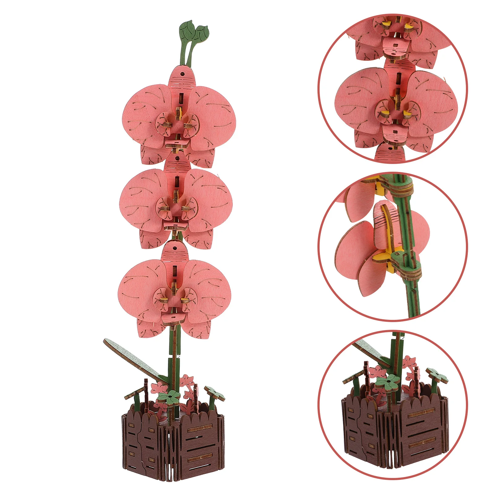 

3D деревянный цветок-головоломка Diy Phalaenopsis, комплект для сборки ручной работы, декор для рабочего стола, растение в горшке, ремесленная игра для взрослых