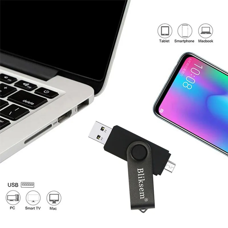 مشغل أقراص فلاش OTG عالي السرعة من Bliksem للكمبيوتر ، هاتف محمول ، قلم معدني صغير ، USB 2.0 ، 32 جيجابايت ، 64 جيجابايت