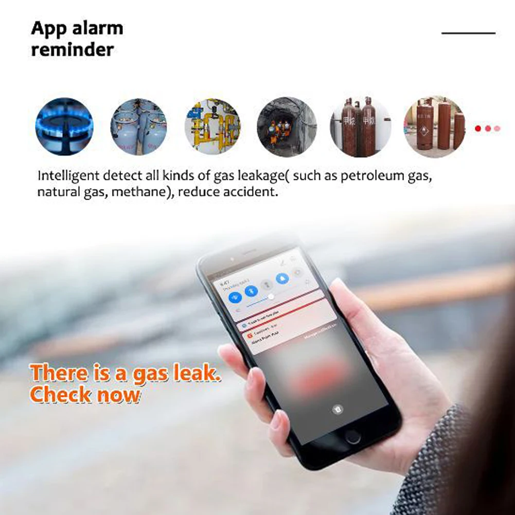 Tuya Wifi مستشعر الغاز الطبيعي المنزلية الذكية القابلة للاحتراق كاشف إنذار الغاز مستشعر تسرب الغاز متوافق مع Amazon Alex
