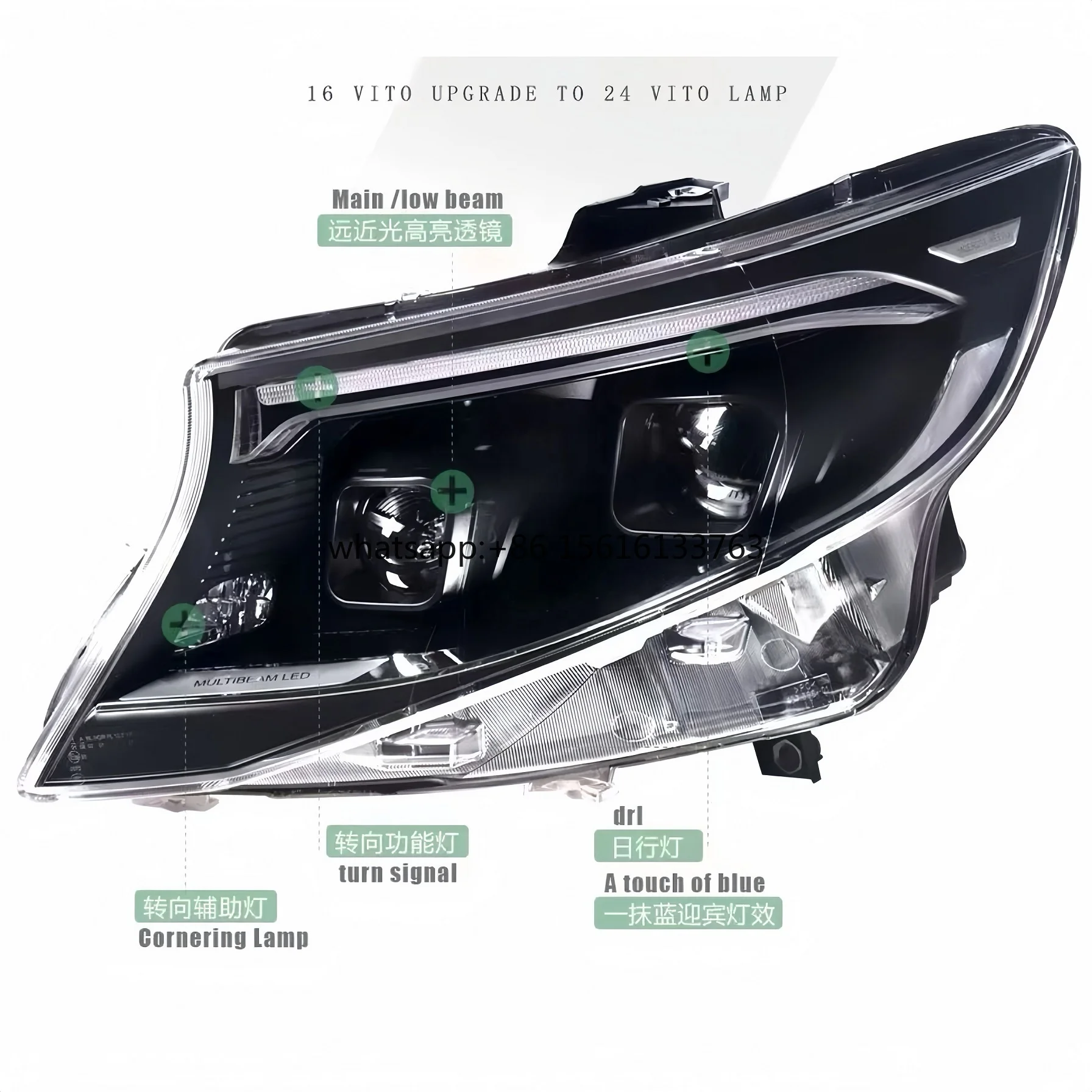 

2025 New Design Headlight Headlamp for Mercedes Benz Vito Metris V250 V300 W447 W448 Upgrade to Dual Lens Headlamp Headlight