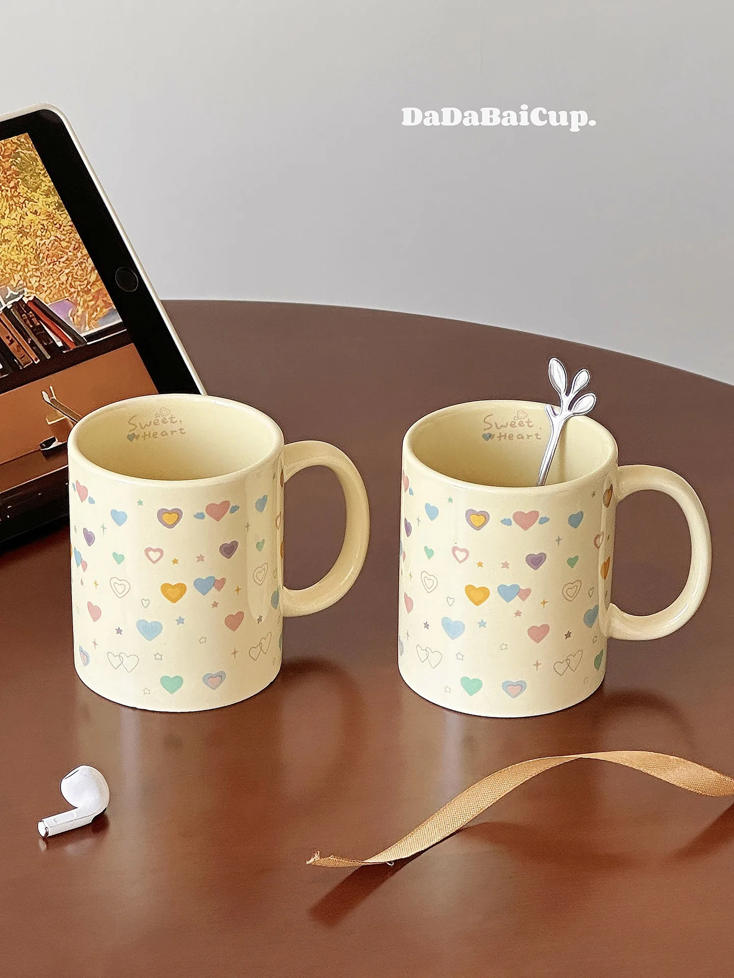 

Кружка Cerc Heart, чашка для кофе, чая, молока, с высокой эстетической ценностью, для воды, для офиса, подарок на день рождения, с одной ручкой