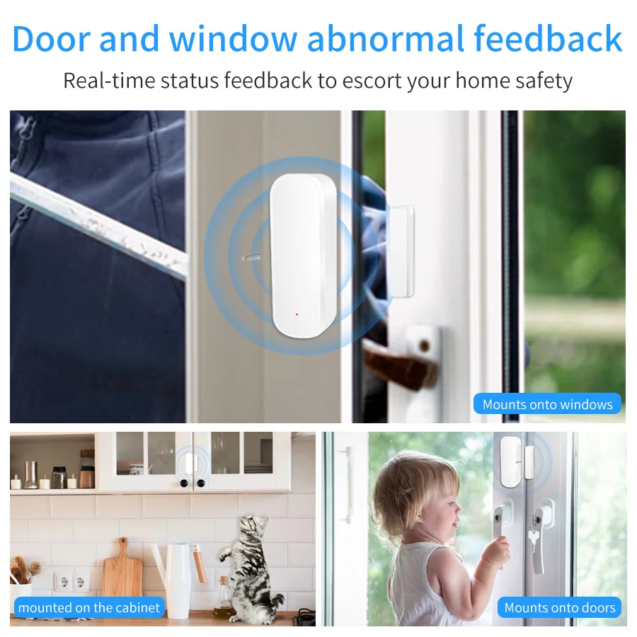 Tuya ZigBee Door Window Sensor Detector Smart Life App Home Security Protection Alarm System For Alexa Google Assistant